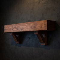 Solid Wood Floating Fireplace Mantel Rustic Shelf Living Room Holiday, view 2