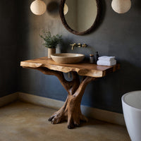 Solid Wood Live Edge Vanity Handcrafted Solid Bathroom Natural Spa Bath, view 2