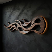 Ember Crest Walnut Wall Sculpture with Coiled Tail, view 2 — view 2