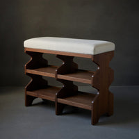 Solid Wood Shoe Storage Bench Japandi Tall Rack Condo Entryway Hallway, view 2