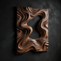 Parted Waves Walnut Wall Art Panel, Deep Relief, view 2 — view 2