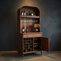 Solid Wood Bar Cabinet Mid Century Arched Wine Kitchen, view 2