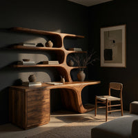 Driftform Desk, Hand-Shaped from Solid Walnut Planks, view 2