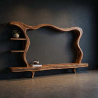Modern Wood Tv Stand With Flowing Frame For Home Decor, view 2