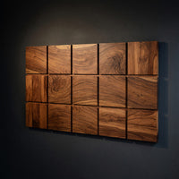 Solid Wood Headboard Minimal Grid Dark Contemporary Bedroom, view 2