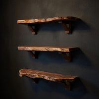 Solid Wood Natural Wood Floating Shelves Mid Century Solid Shelf Festive, view 2