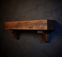Solid Wood Floating Fireplace Mantel Rustic Shelf Living Room, II, view 2