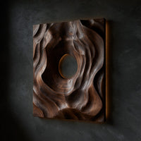 Still Pond Closing Over Stone, Carved Wood Relief, view 2 — view 2