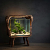 Solid Wood Aquarium Stand Rustic Live Edge With Glass Tank Bedroom, view 2