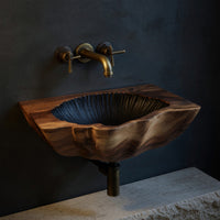 Solid Wood Sink Vanity Wall Mounted Bathroom Floating Bathroom, view 2