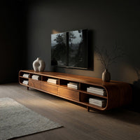 Bent, Fitted, and Pegged: A Long Walnut TV Console, view 2