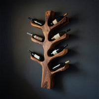 Solid Wood Wine Rack Sculptural Tree Branch Holder Kitchen, view 2