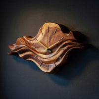 Solid Wood Clock Wall With Unique Wave Sculpture Home, view 2