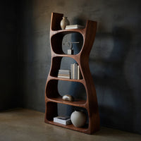 Solid Wood Standing Shelf Elegant Natural Entryway Display, view 2