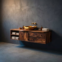 Solid Wood Bathroom Vanity Mid Century Floating Luxury, view 2