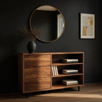 Console Table with Three Drawers and Stepped Shelves, view 2