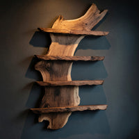 Solid Wood Wine Rack Mid Century Kitchen Bar Wall Shelf, view 2