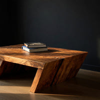 Cantilevered Solid Wood Coffee Table on Angled Legs, view 2