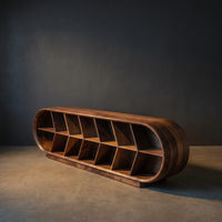 Mid Century Curved Tv Stand For Luxury Suite Interior, view 2