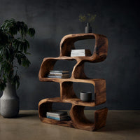 Solid Wood Standing Shelf Artistic Modern Home, view 2