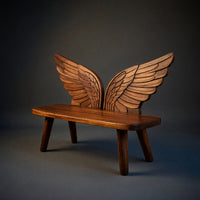 Solid Wood Outdoor Garden Bench Bird Wing Backrest Patio, view 2