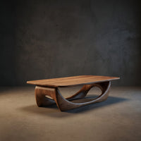 Minimal Coffee Table Smooth Curved Base For Living Room, view 2