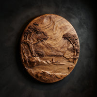 Stillwater Rondel Carved Lake Scene Wall Sculpture, view 2 — view 2