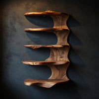 Solid Wood Spice Rack Rustic Kitchen Decor Storage Shelf, view 2