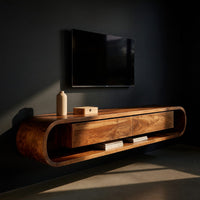 The Wall Lets Go: A Floating Walnut TV Console, view 2