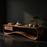Slow Water in Walnut: A Low Curving Media Console, view 2