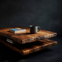 Floating Two-Tier Coffee Table with Open Storage Gap, view 2