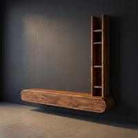 Wall-Mounted Floating Console With Tall Display Shelf, view 2
