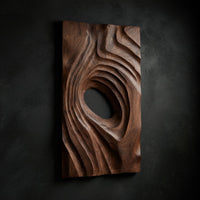 Deep-Relief Spiral Wall Panel in Walnut, Made to Order, view 2 — view 2