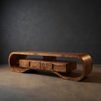 Organic Wood Tv Cabinet For Living Room Media Storage, view 2