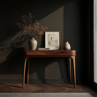 Curved-Leg Console Table with Two Flush Front Drawers, view 2