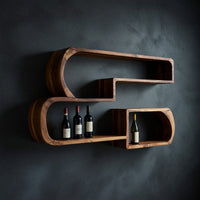 Solid Wood Wine Rack Industrial Wall Living Lounge Beverage Placement, view 2