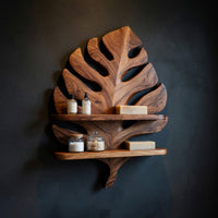 Solid Wood Corner Wall Bathroom Shelf Leaf Spa, view 2