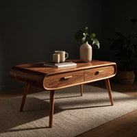Ridgeline Hardwood Coffee Table With Two Drawers, view 2