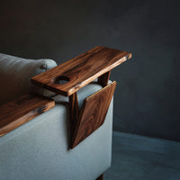 Solid Wood Sofa Arm Table Farmhouse Armrest Rustic, view 2