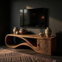 Media Console Cut From a Single Run of Monkeypod, view 2