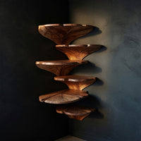 Solid Wood Corner Shelf Farmhouse Leaf Shape Bathroom Wall Decor Display, view 2