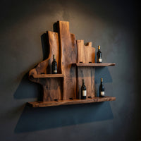 Solid Wood Wine Rack Rustic Wall Winestand Dining Lounge Bottle Showcase, view 2