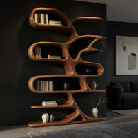 Hand-Carved Looping Bookshelf in Solid Walnut, view 2