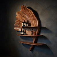 Solid Wood Wine Rack Boho Wall Stand Apartment Accent Feature, view 2