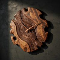 Solid Wood Clock Elegant Sculptural Wall Living Room, view 2
