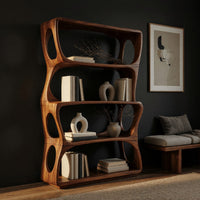 Stacked Offset Bookshelf in Solid Dark Walnut, view 2