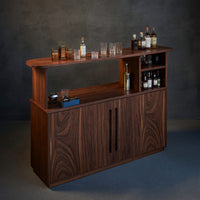 Solid Wood Bar Table Outdoor With Cabinet Patio Poolside, view 2