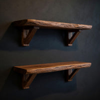 Solid Wood Natural Wood Floating Shelves Handcrafted Live Edge Shelf Entryway, view 2