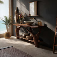 Solid Wood Live Edge Vanity Farmhouse Solid Bathroom Organic Home Bath, view 2