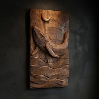 Grain of a Single Walnut Log, Carved as a Whale Wall Panel, view 2 — view 2